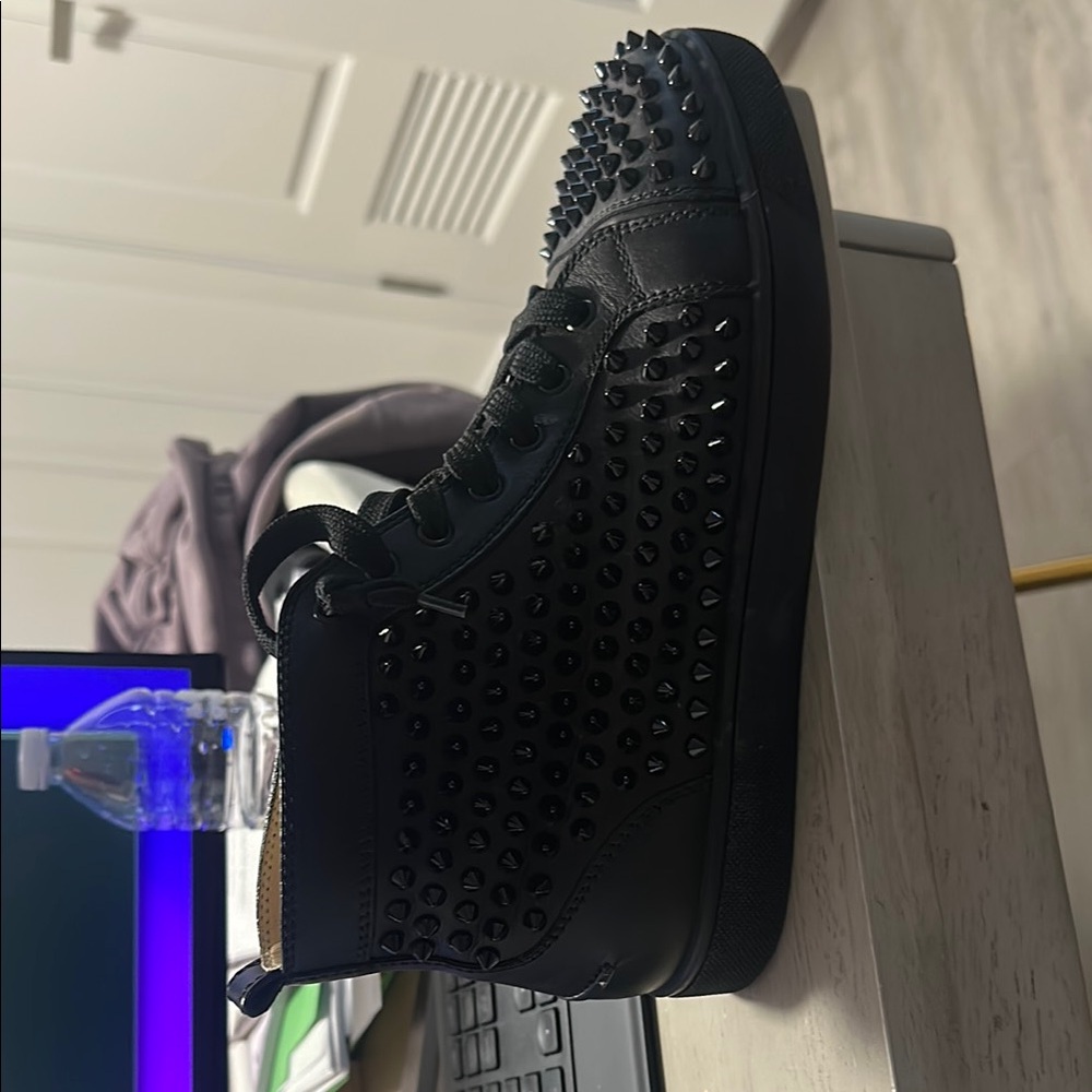 Black Studded High-Top Men's Shoes